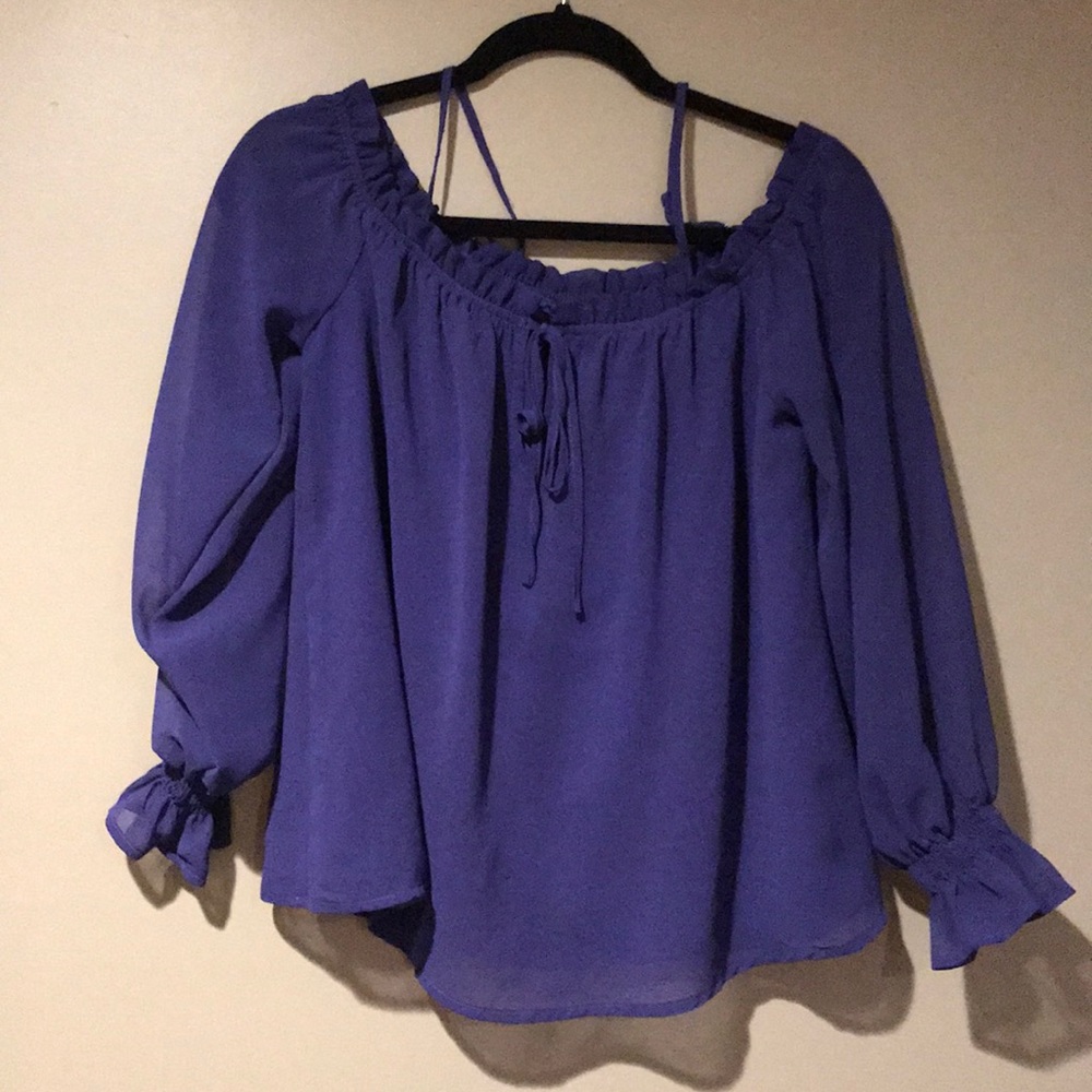 Blue Off Shoulder Blouse Size M